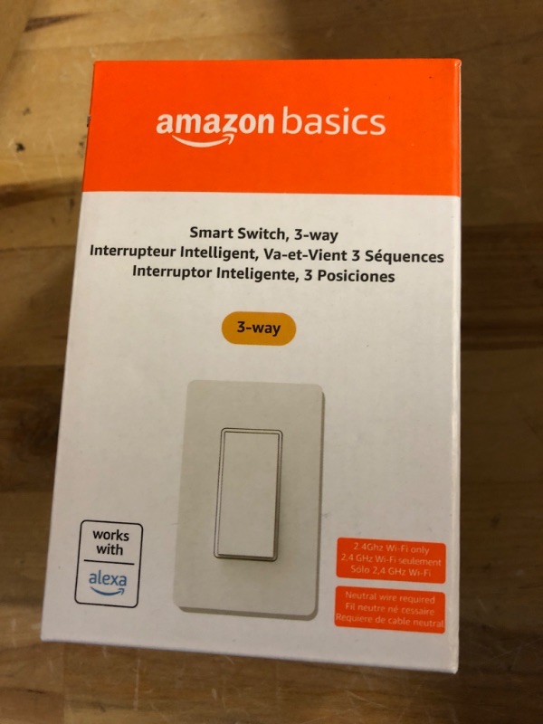 Photo 2 of Amazon Basics 3-Way Smart Switch, Neutral Wire Required, 2.4 Ghz WiFi, Works with Alexa Standalone 3-Way Switch