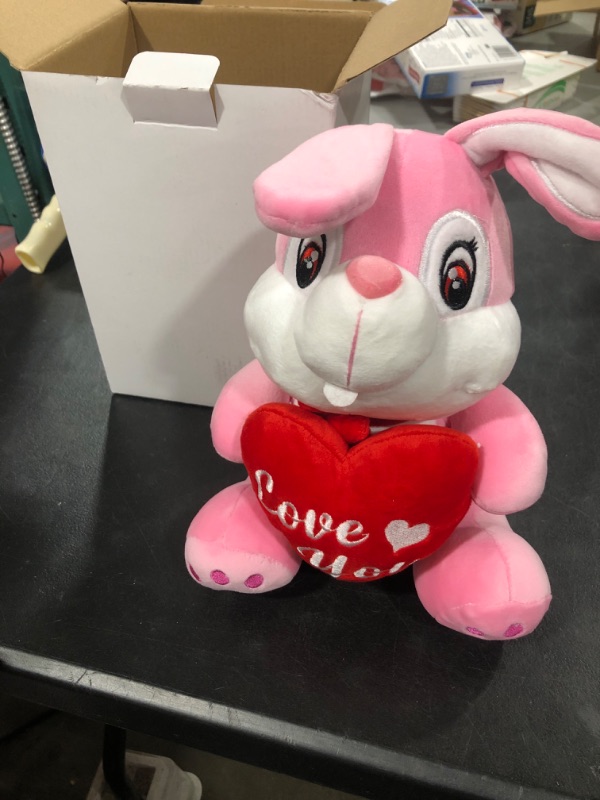 Photo 2 of 13 Inches Valentines Day Plush Stuffed Rabbit with Red Heart, Cute Stuffed Rabbit Animal Toys, Valentine's Day Easter Gifts Plush Bunny Love You for Kids Boys Girls Couple Mom Boyfriend Girlfriend