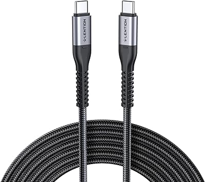 Photo 1 of LENTION USB C to USB C Cable 6.6ft 60W, Type C 20V/3A Fast Charging Braided Cord Compatible with iPhone 15/15 Pro/15 Pro Max, 2023-2016 MacBook Pro, New iPad Pro/Mac Air/Surface, More (Grey)