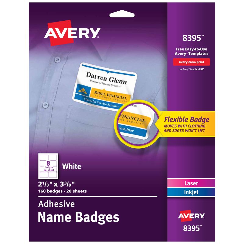 Photo 1 of Flexible Name Tag Stickers,White,PK160