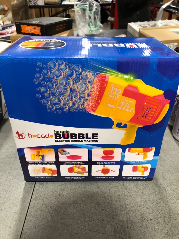 Photo 2 of HOCADO Bubble Gun Blaster Bubble Machine Bubble Blower Outdoor Toys Bubble Gun for Kids with 2xBubble Solution, 10xConcentrate, 73 & 132 Holes Bubble Blaster TIK Tok Toys for Wedding Birthday Party
