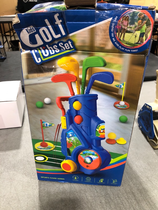 Photo 1 of Golf Club Set for Kids, Indoor Outdoor Sports Toys for Boys Girls Ages 2 3 4 5 Year Old, Christmas Birthday Gift Kids 2-5, Toddler Golf Set with 4 Clubs, 8 Balls, 2 Practice Holes, Shoulder Strap
