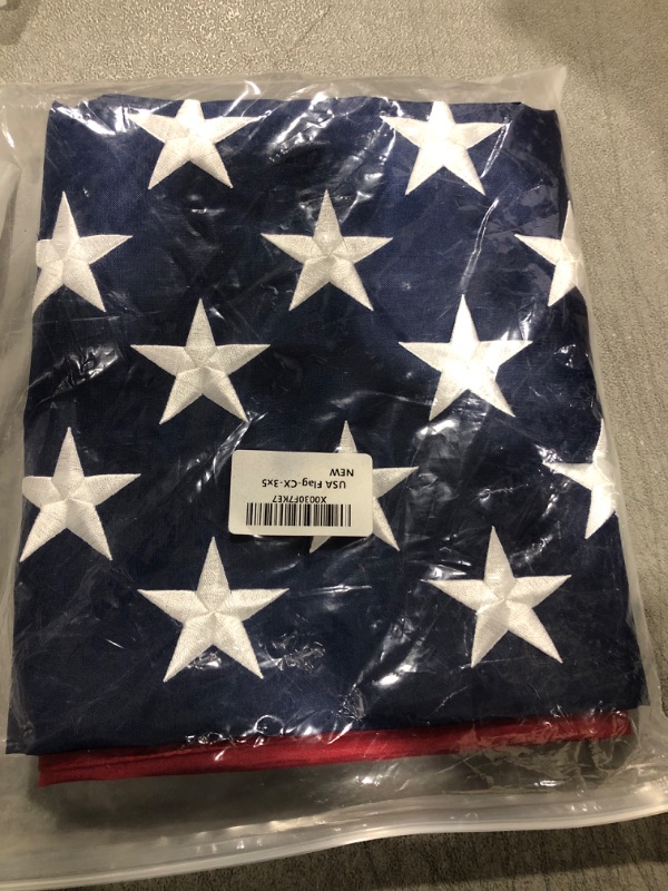 Photo 2 of 3X5 American Flag Outdoor with Embroidered Stars - Heavy Duty Nylon US Flags With Brass Grommets And Sewn Stripes, Vivid Color United States Flags 