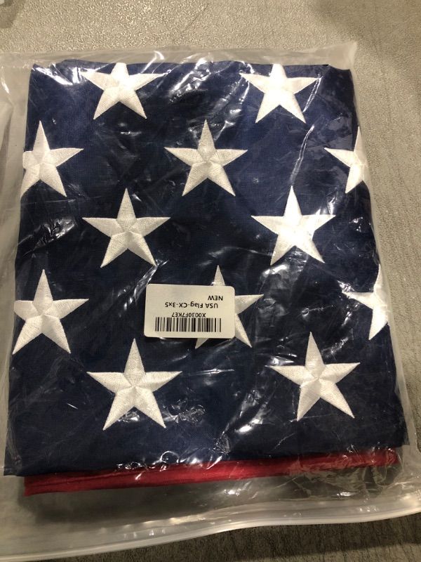 Photo 2 of 3X5 American Flag Outdoor with Embroidered Stars - Heavy Duty Nylon US Flags With Brass Grommets And Sewn Stripes, Vivid Color United States Flags
