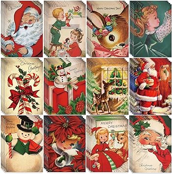 Photo 1 of 48 Pcs Christmas Mini Notepads with Pens Xmas Vintage Christmas Notebooks Retro Small Pocket Journals Xmas Pens for Kids Gift Party Holiday Stocking Stuffers (Vintage,3.1 x 4.7 Inch)