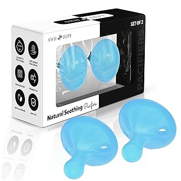 Photo 1 of AWH Dept Natural Pacifiers 0-3 Months and Breastfeeding Baby Essentials (2 Pack) (Blue)