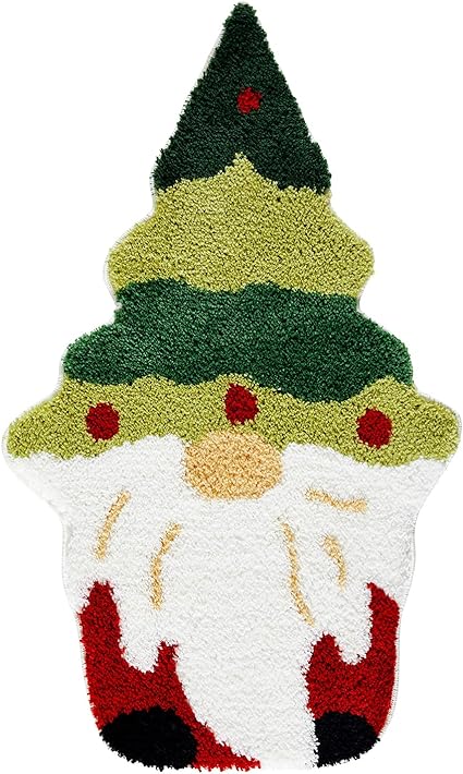 Photo 1 of Cute Gnomes Christmas Tree Rug, 2x3 Small Christmas Throw Rugs for Bathroom Kitchen Bedroom Living Room Non Slip Washable, Whimsical Fairy Tale Scandinavian Winter Festive Seasonal Accent Rug 