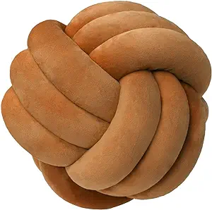 Photo 1 of LUSJNGE Large Decorative Throw Knot Pillow Ball for Home Chair Sofa Aesthetic Round Velvet Knotted Pillow Cushion 13.8inch Caramel 