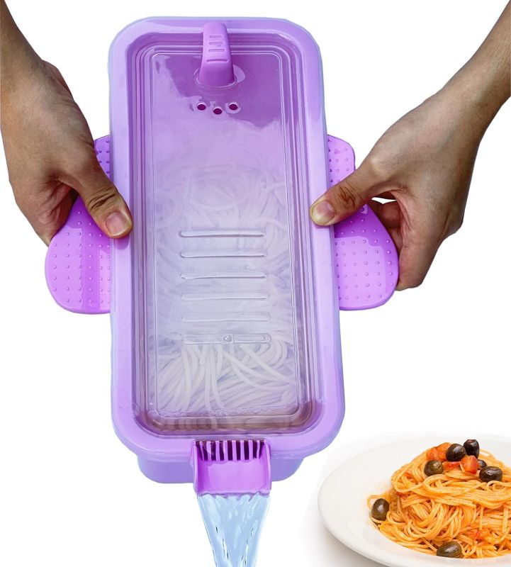 Photo 1 of 2000ML / 68OZ Microwave Pasta Container Cooker, Noodles Cooker with Strainer. Quickly Cooks up to 4 Servings Pasta, Cute Elephant-Shaped Multifunctional Cooker for Dorms, Kitchens or Offices.?Purple?
