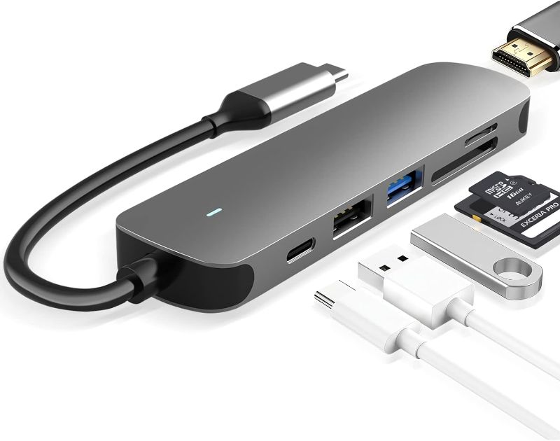 Photo 1 of 6 in 1 adapter- Type- C (USB-C to HDTV + TF/SD+USB3.0+PD)