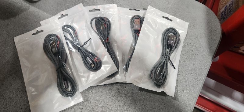 Photo 1 of pack of 5- 5ft lightning cables-gray