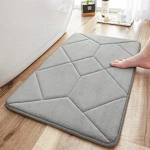 Photo 1 of  Memory Foam Bath Mat,Super Water Absorption,Machine Washable Bathroom Rug,Soft,Absorbent Quick Dry Bathmat,Shower Bath Room Floor Mat(24"x16",Grey) 