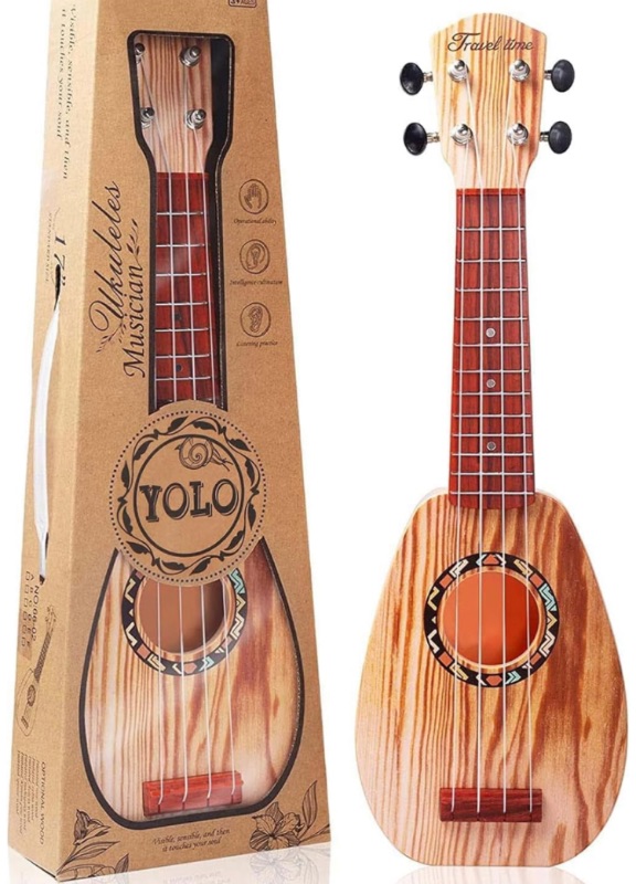 Photo 1 of 17 Inch Kids Ukulele Guitar Toy 4 Strings Mini Children Musical Instruments Educational Learning Toy for Toddler Beginner Keep Tone Anti-Impact Can Play with Picks/Strap/Primary Tutorial