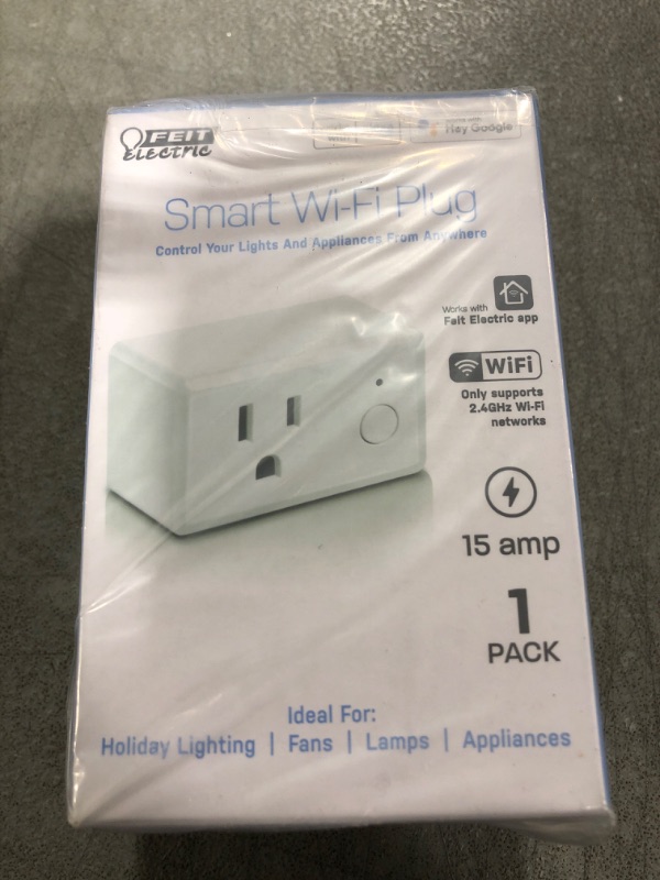 Photo 2 of Feit Electric Smart Plug, WiFi Plug Works with Alexa and Google Home, Indoor Plug, No Hub Required, 2.4Ghz Network, Remote Control from Anywhere, 15 AMP, Smart Outlet Plug, White