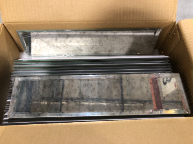 Photo 1 of Lovdeco Light Antique Mirror Tile, Beveled Subway Mirror Backsplash 3x12 Inch for Kitchen Bathroom Wall (20 Pcs, 5 SQ.FT.) 3x12 Inch Light Antique