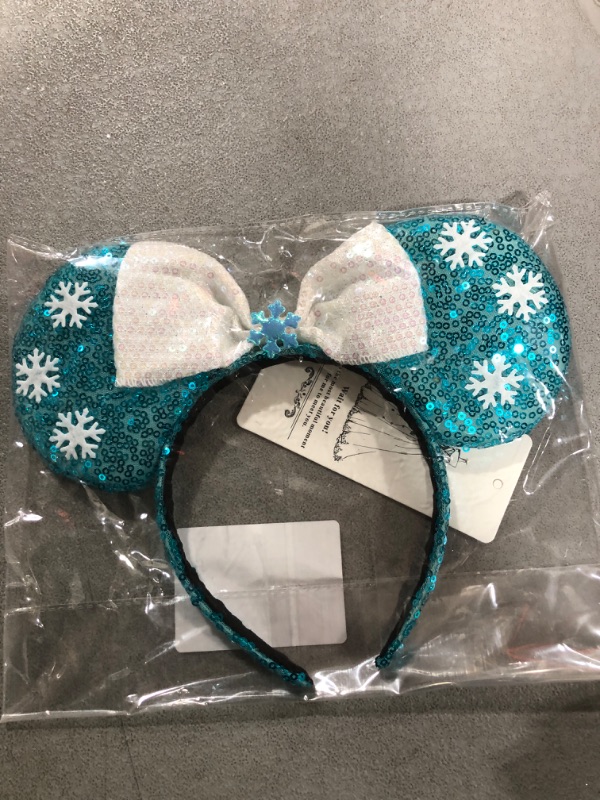 Photo 1 of BIG EARS HANDBAND MOUSE EARS SNOW THEME BLUE