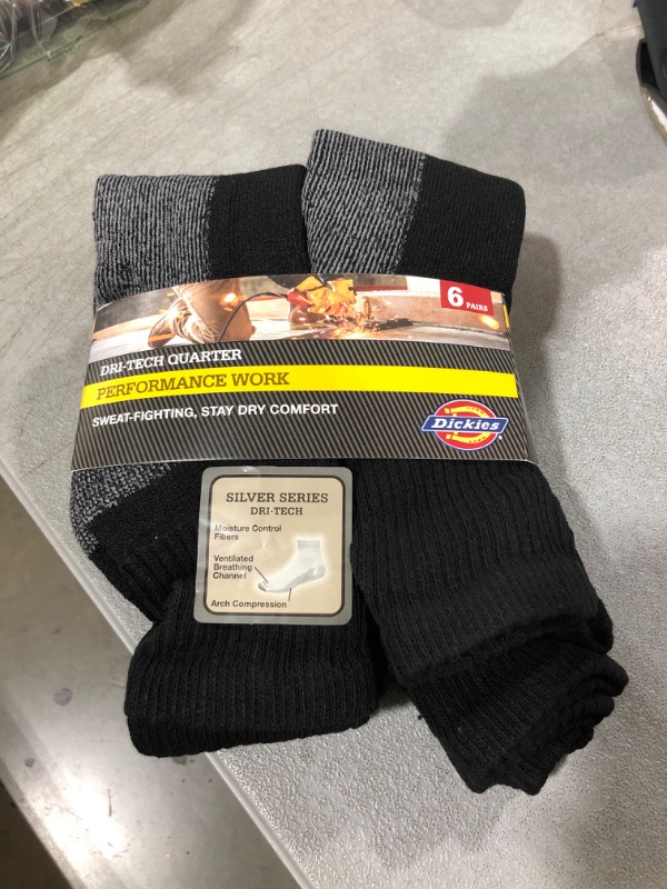 Photo 2 of Dickies Men's Dri-Tech Moisture Control Quarter Socks Multi-Pack Shoe Size: 12-15 Black (6 Pairs)