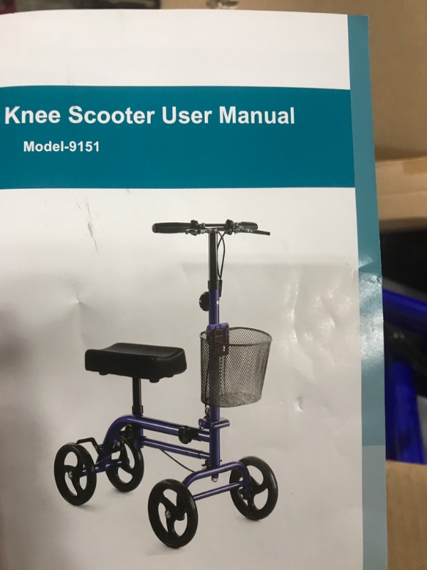 Photo 3 of  Knee Scooter, Foldable Knee Scooter Walker Economical Knee Scooters for Foot Injuries Best Crutches Alternative (Blue)
