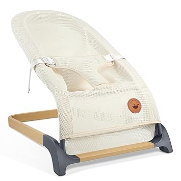 Photo 1 of ANGELBLISS Baby Bouncer, Portable Bouncer Seat for Babies, Infants Bouncy Seat with Mesh Fabric, Natural Vibrations (Beige)
