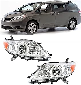 Photo 1 of  Headlights Assembly Replacement for 2011-2018 Toyota Sienna Halogen Headlights Headlamps Pair Left and Right Side (Driver and Passenger Side)