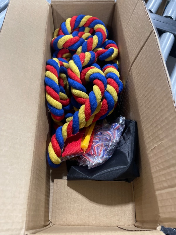 Photo 2 of Field Day Tug of War Rope for Kids and Adults, Outdoor Lawn Yard Family Reunion Birthday Party Games, Outside Backyard Camping Picnic Games, Backyard Carnival Games Fun for Team Building Activities Blue&red&yellow 20 Feet