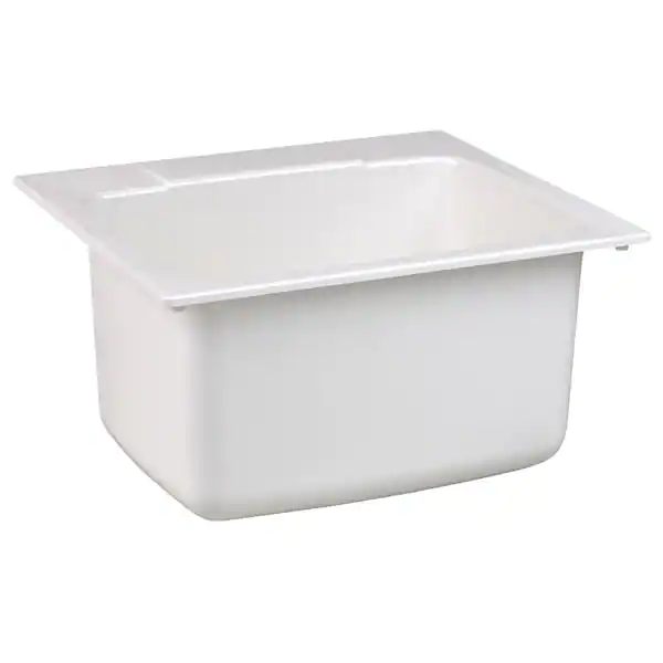 Photo 1 of 22 in. x 25 in. x 13.75 in. Molded Fiberglass Drop in Utility Sink in White
