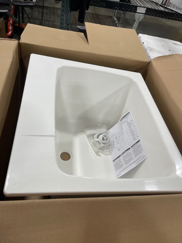 Photo 3 of 22 in. x 25 in. x 13.75 in. Molded Fiberglass Drop in Utility Sink in White
