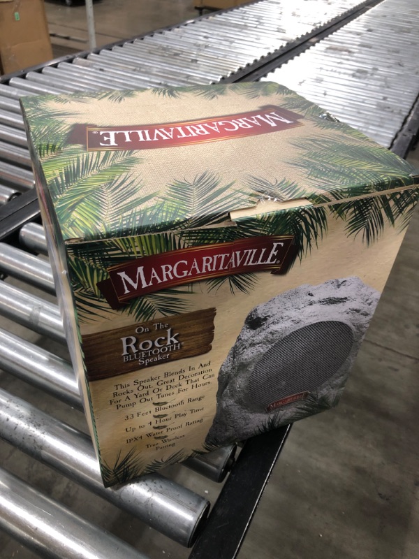Photo 1 of Margaritaville Outdoor Rock Bluetooth Wireless Speaker | Durable Bluetooth Speakers, Fantastic Yard or Patio Decor, IPX-4 Waterproof Rated, Granite Grey “On The Rock Natural 1 Pack Speaker