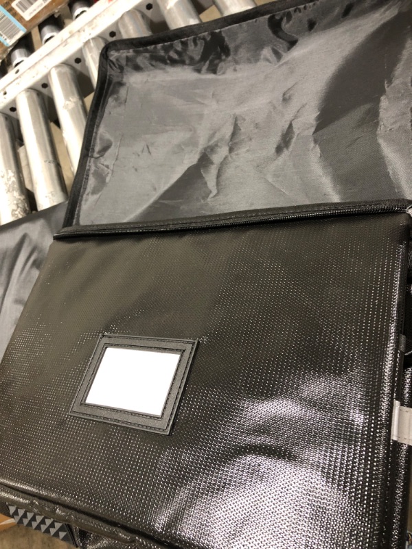 Photo 1 of Fireproof Document Box with Lock, File Organizer 2-Layer Collapsible File Box with Reflective Strip, Portable Travel Home Office File Cabinet for Hanging Letter/Legal Size Folder/Certificate Black