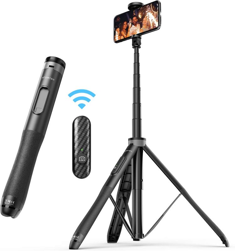 Photo 1 of ATUMTEK 51" Selfie Stick Tripod, All in One Extendable Phone Tripod Stand with Bluetooth Remote 360° Rotation for iPhone and Android Phone Selfies, Video Recording, Vlogging, Live Streaming, Black 51" Black