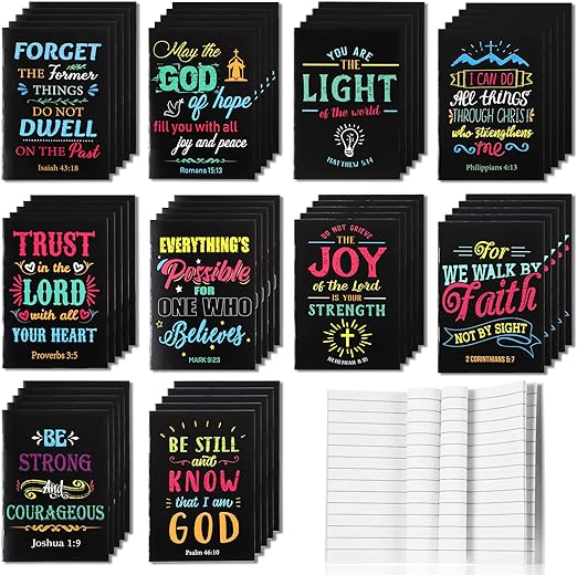 Photo 1 of    CHENGU 50 Pcs Bible Verse Notebook Christian Journals Bulk Christian Gifts Religious Prayer Journals Inspirational Notepads for Women Men Scripture Notepads Pocket for Office School Home (Black
