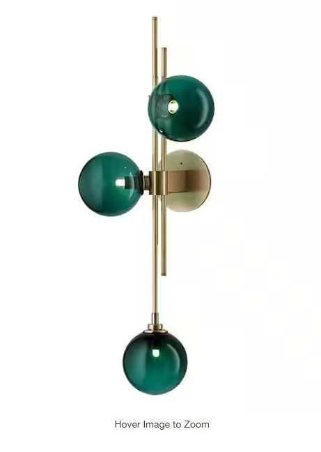Photo 1 of 3-Light Postmodern Creative Personality Gold Metal Globe Wall Sconce Bedside Lampwith Green bubble Glass Shade
