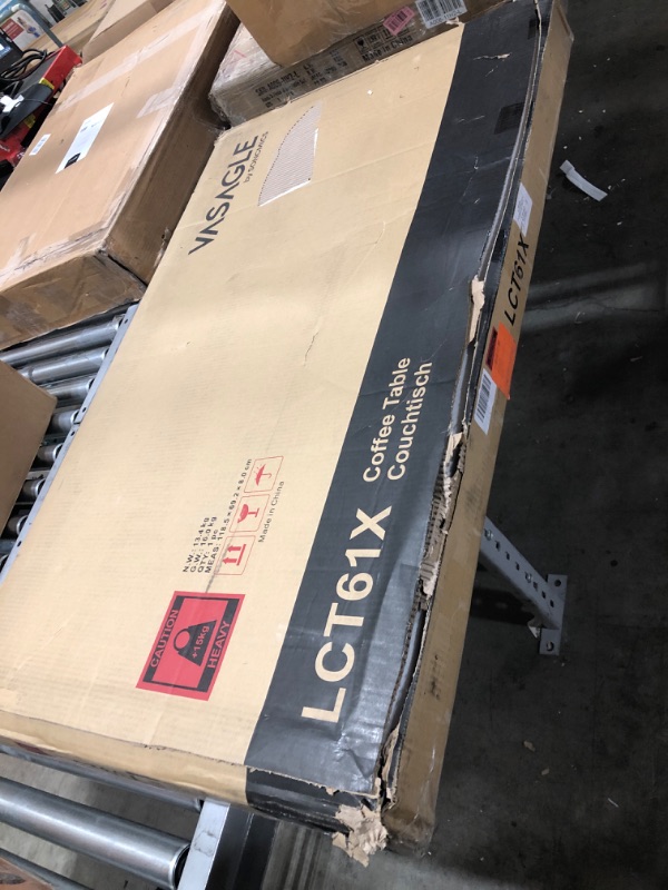 Photo 1 of VASAGLE Coffee Table for Living Room, 2-Tier Cocktail Table, Center Table with Mesh Shelf, Steel Frame, Adjustable Feet, Industrial Style, Rustic Brown and Black ULCT61X Rectangle