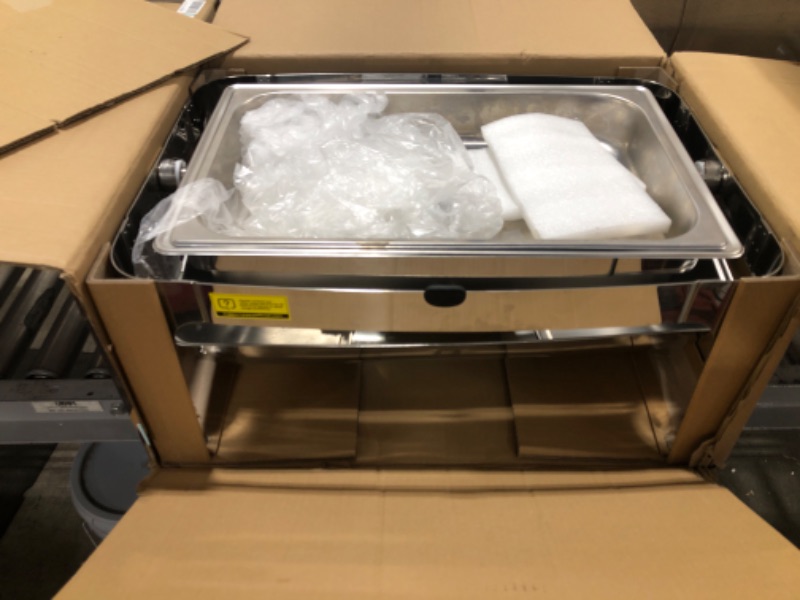 Photo 1 of PYY Roll Top Chafing Dish Buffet Set Professional Chaffing Server Set Commercial Chafer Chafers for Catering Rolling Buffet Servers and Warmers (Full Size Pan) 25‘’ * 18‘’ * 17.3‘’