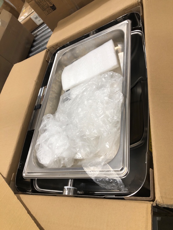 Photo 1 of PYY Roll Top Chafing Dish Buffet Set Professional Chaffing Server Set Commercial Chafer Chafers for Catering Rolling Buffet Servers and Warmers (Full Size Pan) 25‘’ * 18‘’ * 17.3‘’