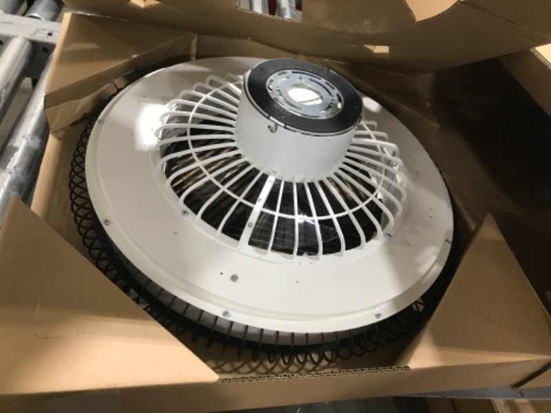 Photo 1 of JHHF Ceiling Fan with Lights Remote Control,Dimmable Fan Lighting, 22'' Enclosed Bladeless Fan, Semi Flush Mount,2.4GHz Wi-Fi Bluetooth & App Controlled Works with Alexa and Google Assistant(Black) 22 inch Black & White