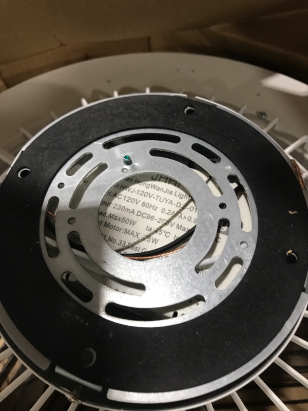 Photo 1 of JHHF Ceiling Fan with Lights Remote Control,Dimmable Fan Lighting, 22'' Enclosed Bladeless Fan, Semi Flush Mount,2.4GHz Wi-Fi Bluetooth & App Controlled Works with Alexa and Google Assistant(Black) 22 inch Black & White