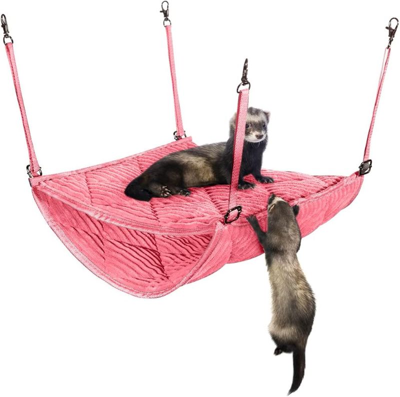 Photo 1 of 2 Brothers Wholesale Ferret Hammock for Cage - Plush Double Bunk Bed Hanging Clips - Perfect for 2 or More Small Pets! (Rats, Ferrets, Hamsters, Guinea Pigs, Chinchillas & Squirrels) - Pink
