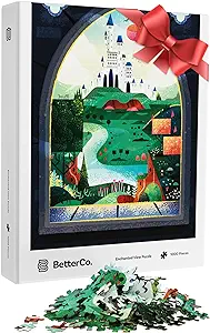 Photo 1 of BetterCo. Enchanted View Castle Fantasy Themed Jigsaw Puzzle with Dragon - Challenge Yourself with 1000 Piece Puzzles for Adults and Teens 