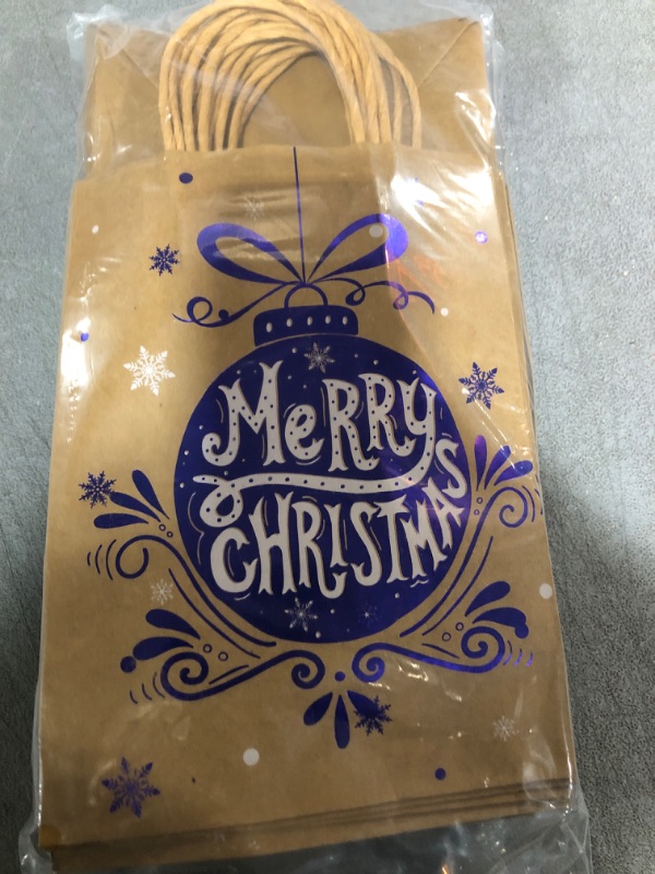 Photo 1 of 24Pcs Christmas Snowflake Gift Bags,Winter Onederland Purple Blue Treat Bags with 24Pcs White Tissue,8 Style Large Thick Paper Christmas Goodie Bag with Handles for Xmas New Year Holiday Party Favor