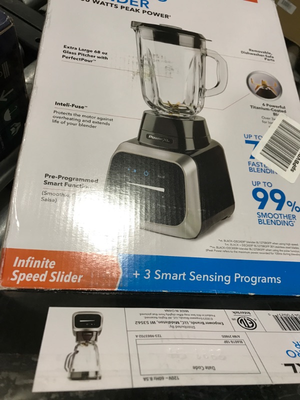 Photo 1 of PowerXL Smart Pro Blender with Smart Sensing Technology for Smoothies, Ice Crushing, Purees, Extra-Large 68-oz Glass Pitcher
