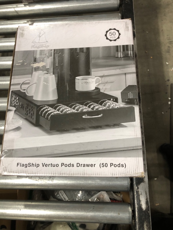 Photo 1 of Flagship for Nespresso Pod Holder Vertuo Pod Storage Coffee Pod Organizer Coffee Bar Design And Coffee Machine Stand Black Metal(50 Pods Capacity) Metal Top