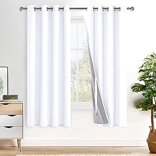 Photo 1 of 2 WHITE BLACKOUT CURTAIN PANELS - SIZE UNKNOWN 