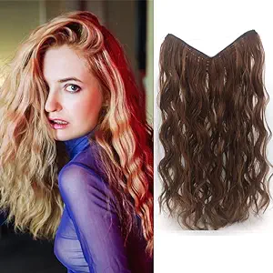 Photo 1 of 20 Inches Thick One Piece Half Head Wool Coil Wavy Curly Clip in Synthetic Hair Extensions Hairpieces for Women 4 Clips (Bronze Brown)