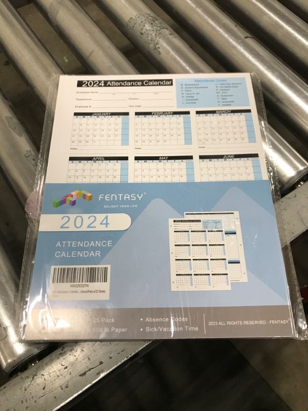 Photo 2 of 2024 Attendance Calendar Work Tracker Attendance Calendar Cards - 8.5 X 11 Cardstock/Pack of 25 Sheets