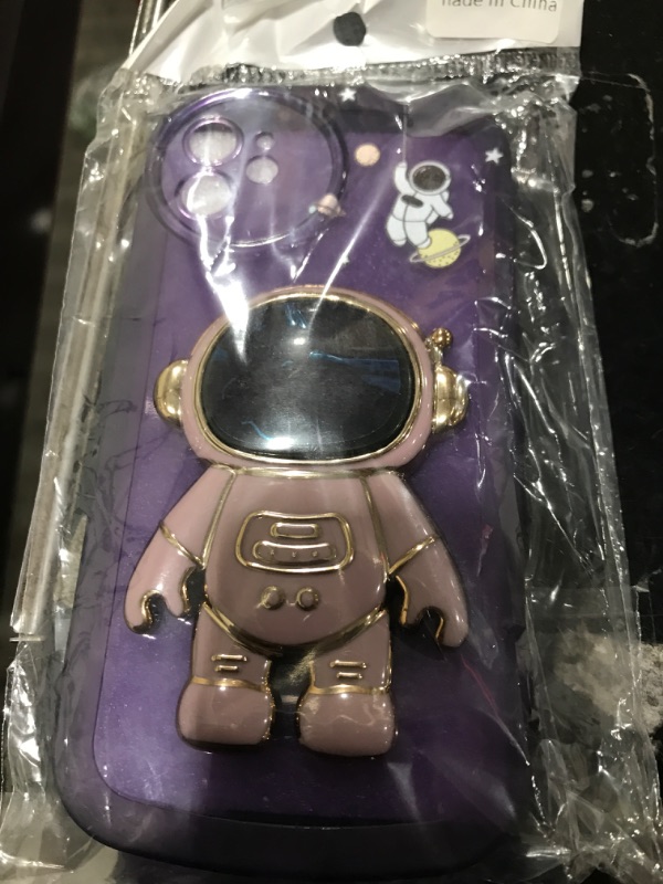 Photo 1 of Fycyko Compatible with iPhone 11 Case,3D Astronaut Bracket Ring Holder Stand Cute Clear Soft Shockproof Girly Case 6.1 Inch for iPhone 11 Design for Women Men Purple