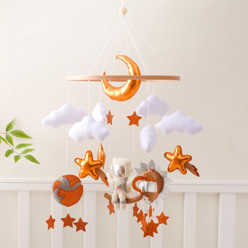 Photo 1 of Baby Mobile for Crib Space Astronauts Crib Mobile Wooden Nursery Mobile Baby Boys Girls Gifts for Christmas Birthday Baby Shower Bedroom Hanging Decoration Toy