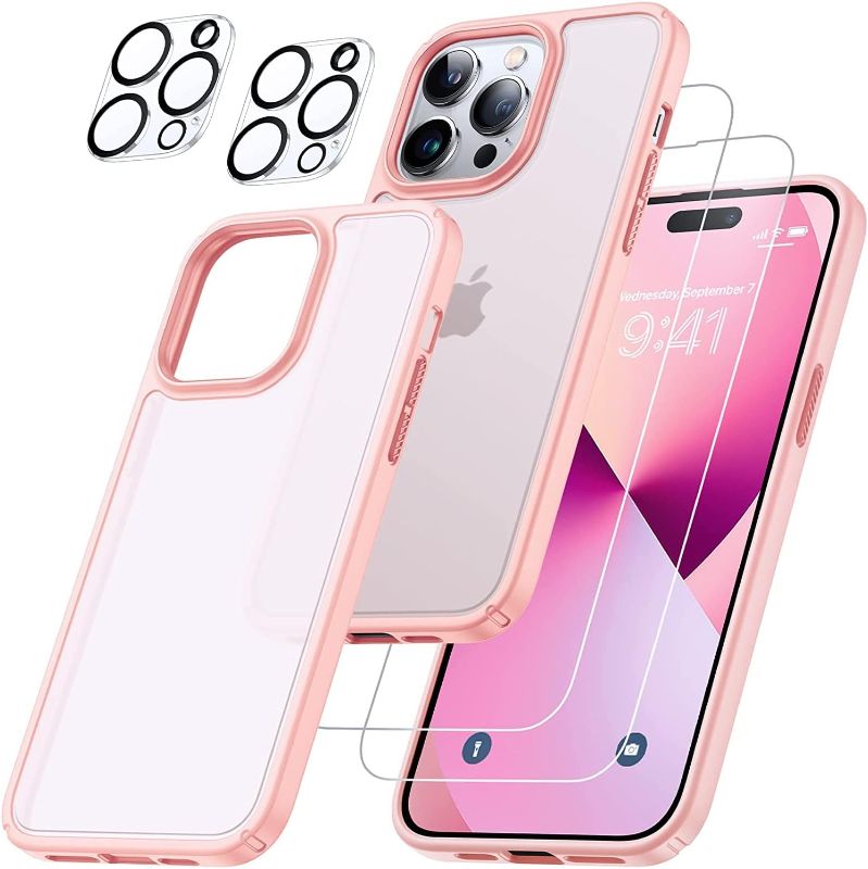 Photo 1 of Humixx ?5-in-1? Designed for iPhone 14 Pro Max Case, Full Body Shockproof with 2 Pack Screen Protector + 2 Pack Camera Protector Slim Protective Case for iPhone 14 Pro Max Case 6.7''-Sakura Pink