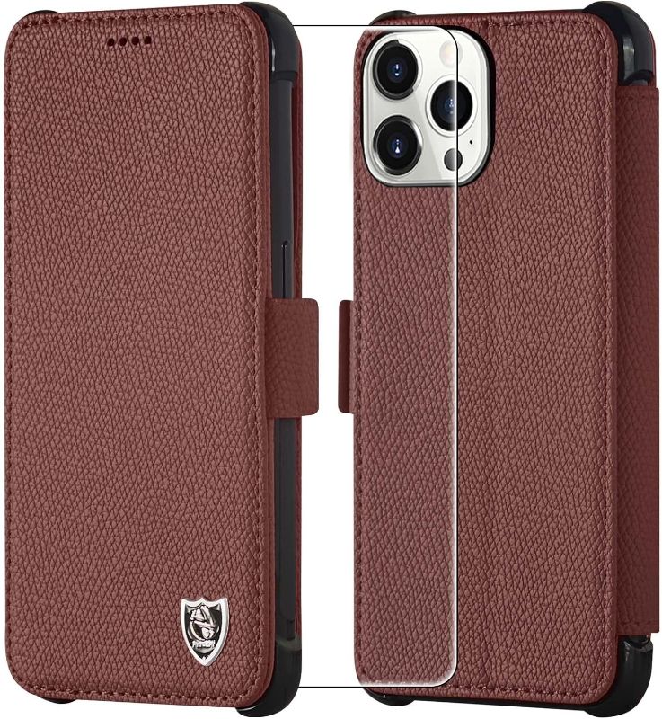 Photo 1 of PYTWOPY Wallet Case for iPhone 14 Pro Credit Card Holder,RFID Blocking,Shockproof Leather Flip Phone Case with Screen Protector Magnetic Clasp Kickstand Protective Cover for Men Women,Plum
