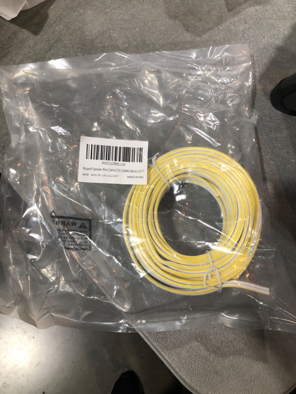 Photo 2 of 14AWG Speaker Wire 50 FT, 14/2 Gauge Audio Speaker Wire, for Car Speakers Stereo, Home Theater, Automotive Wire, White Jacket with Yellow Polarity Marker, CCA, 2 Conductors Electrical Wire
